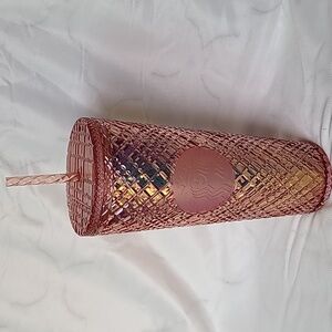 Starbucks 2021 Winter Holiday Jeweled Tumbler Cold Cup 24oz Rose Gold Christmas